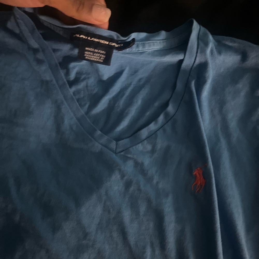 Polo by Ralph Lauren Men's Blue V-Neck Shirt